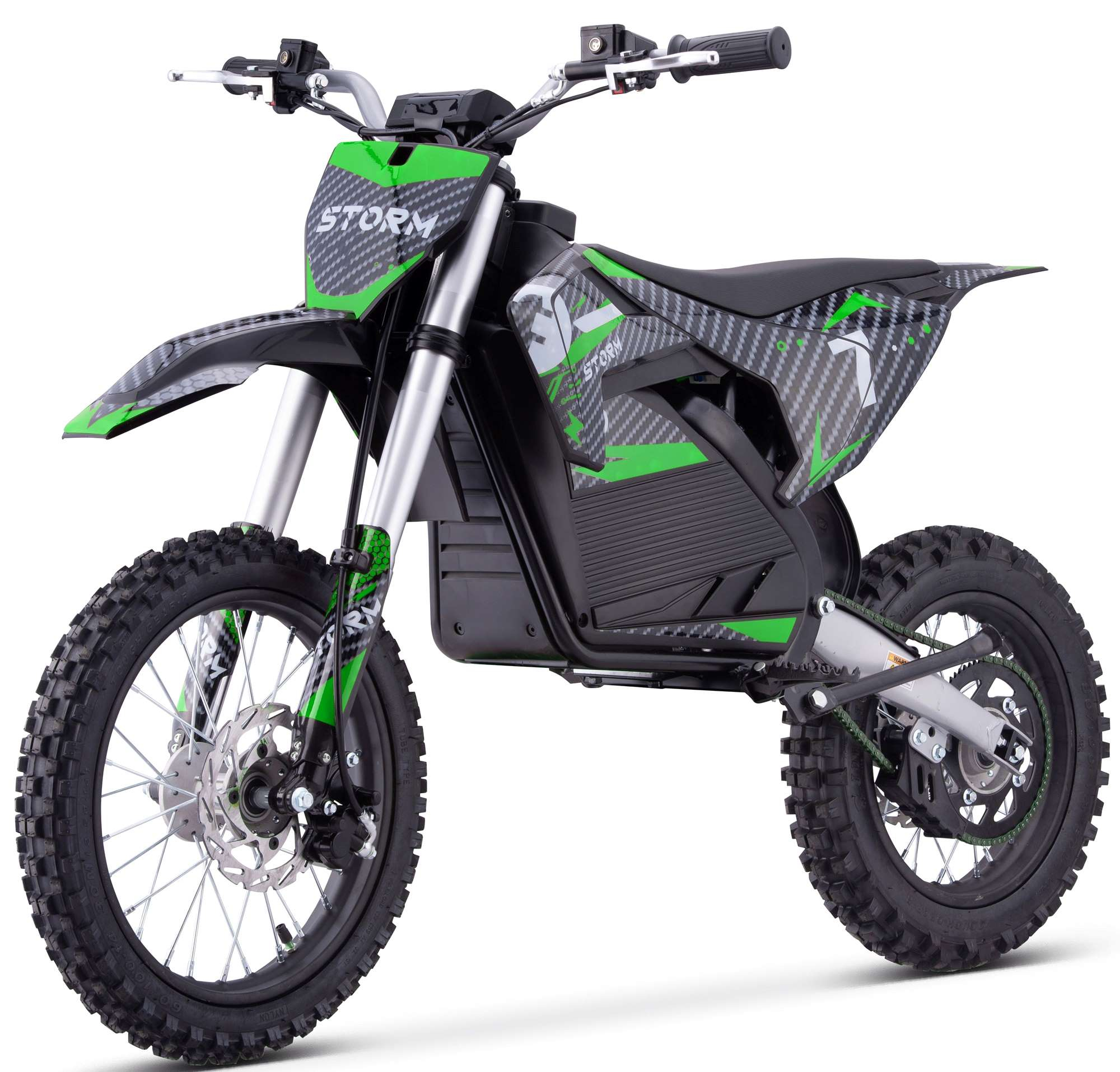 2000w 60v Electric Dirt Bike 14/12 Green Quads 4 Kids