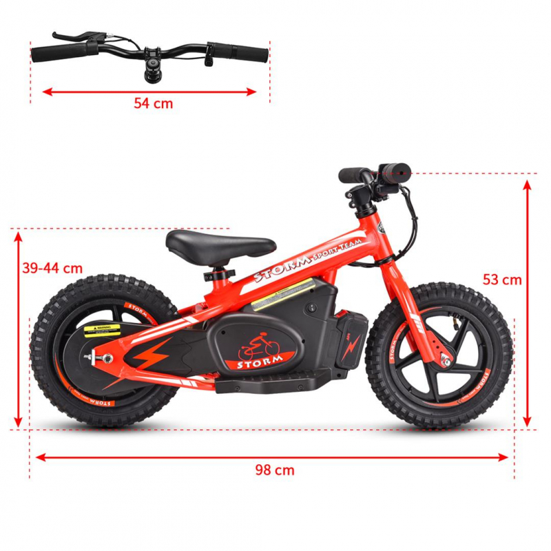 Kids 100w Electric Balance Bike - Revvi Twelve - Black